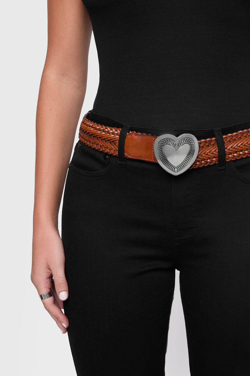 Woven Heart Buckle Belt - Belts