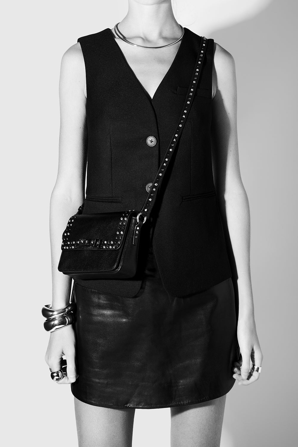 Bowie Studded Crossbody - Crossbody Bags - Black
