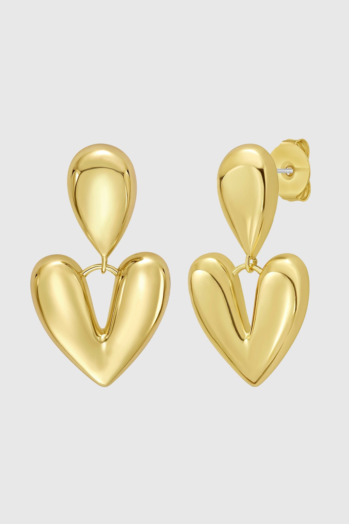 Sculptural Heart Drop Earrings - Necklaces