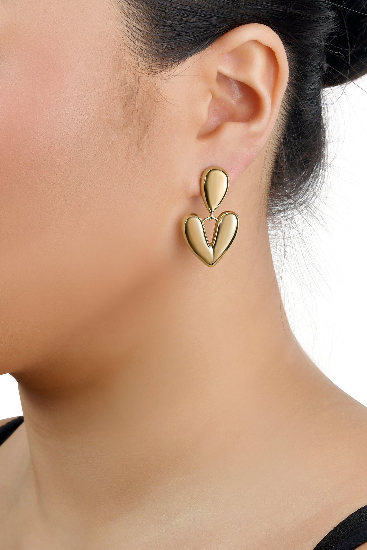 Sculptural Heart Drop Earrings - Necklaces