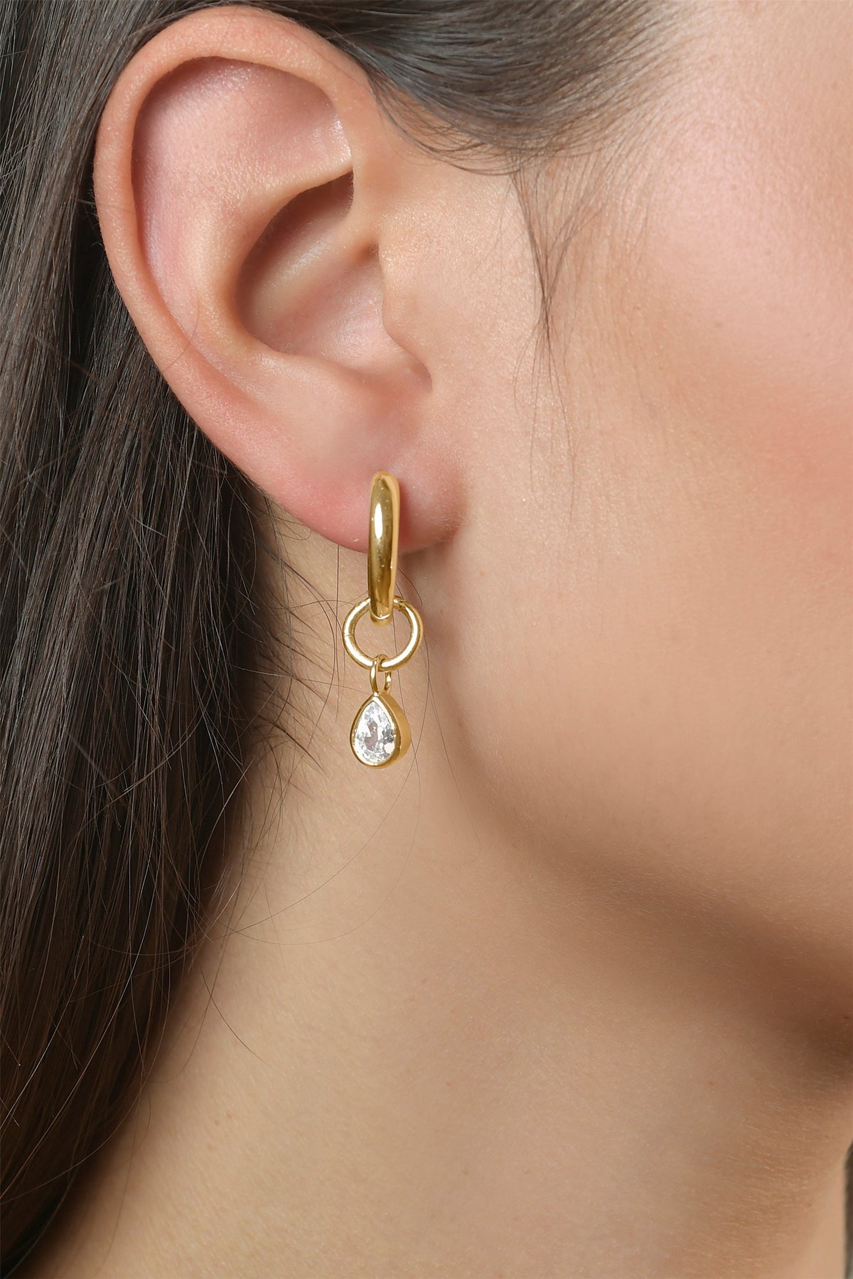Pear Drop Hoop Earrings - Necklaces