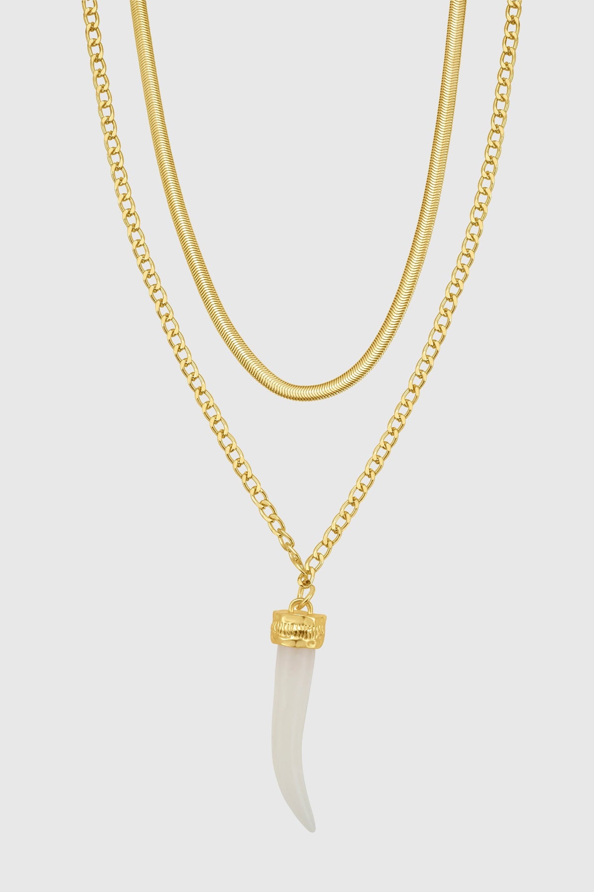 Layered Horn Pendant Necklace - Necklaces