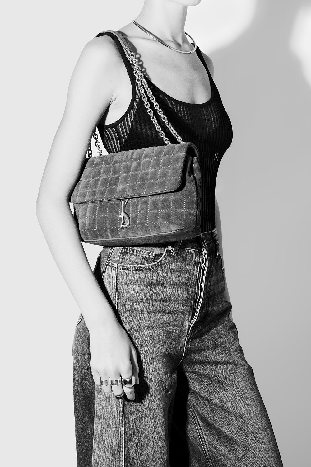 Edie Medium Crossbody With Square Quilt - Crossbody Bags