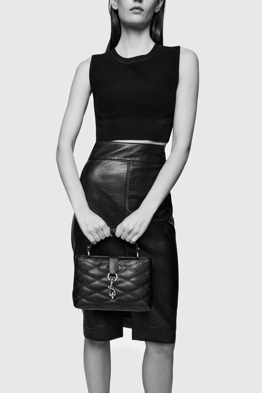 Edie Top Handle Satchel With Diamond Quilt - Top Handle Bags