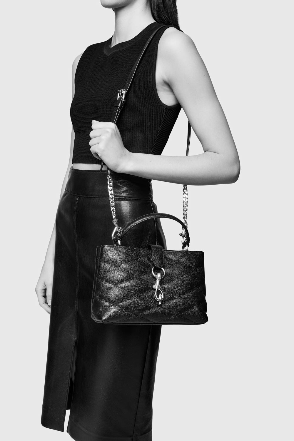 Edie Top Handle Satchel With Diamond Quilt - Top Handle Bags