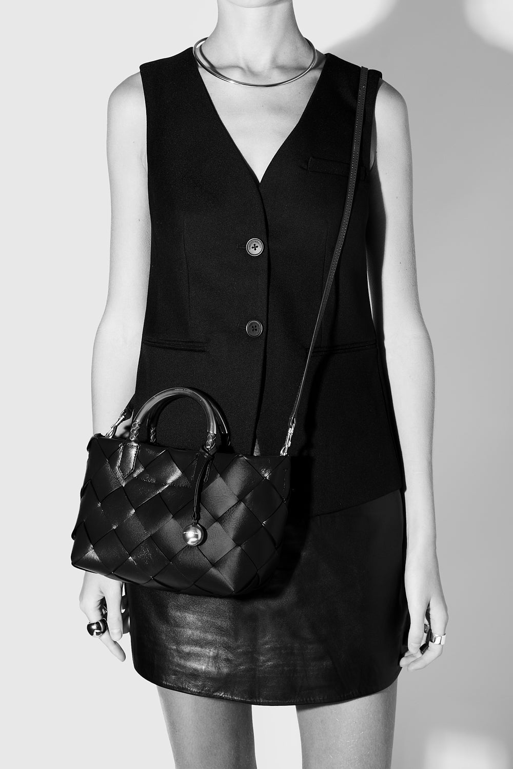 Frankie Woven Mini Tote - Totes & Carryalls - Black