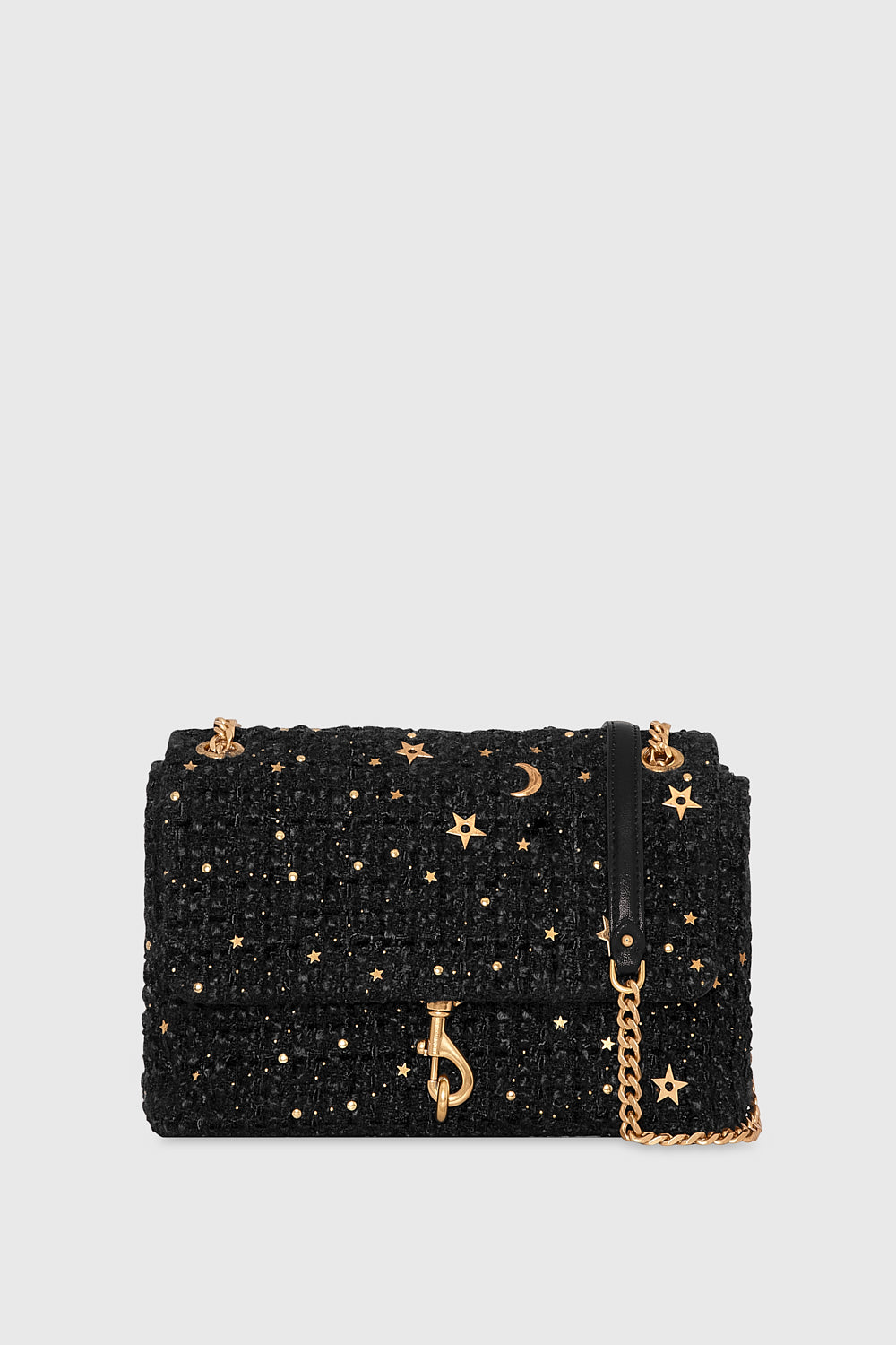 Edie Flap Shoulder With Celestial Studs - Shoulder Bags - Black