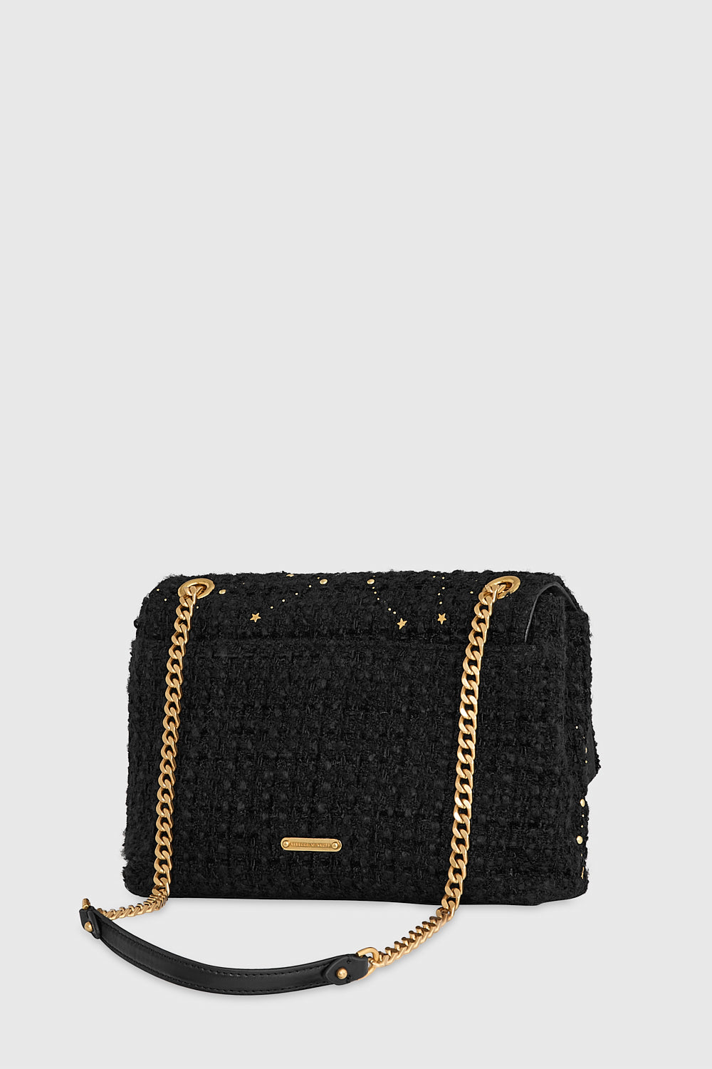 Edie Flap Shoulder With Celestial Studs - Shoulder Bags - Black
