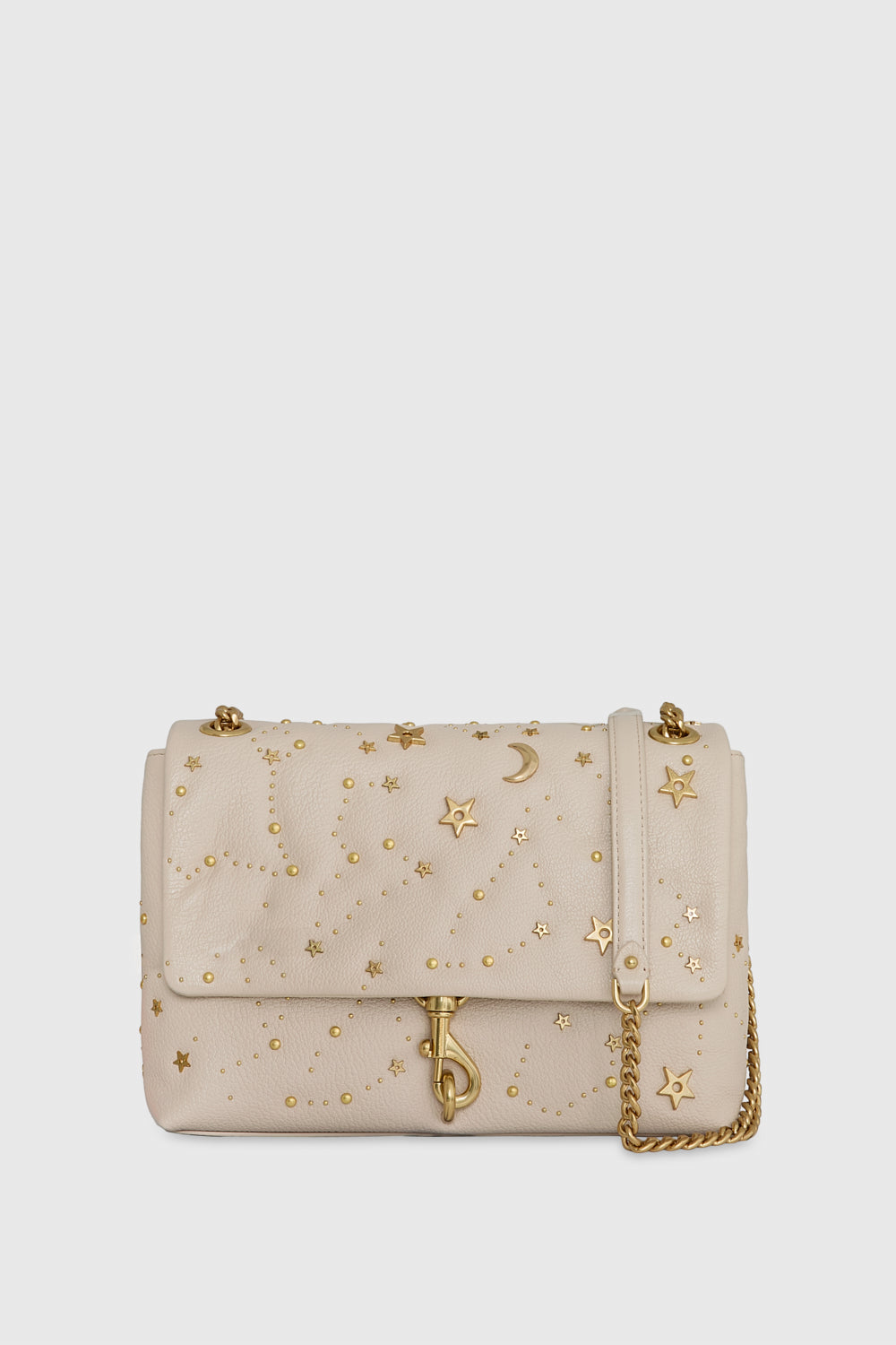 Edie Flap Shoulder With Celestial Studs - Shoulder Bags - Stone