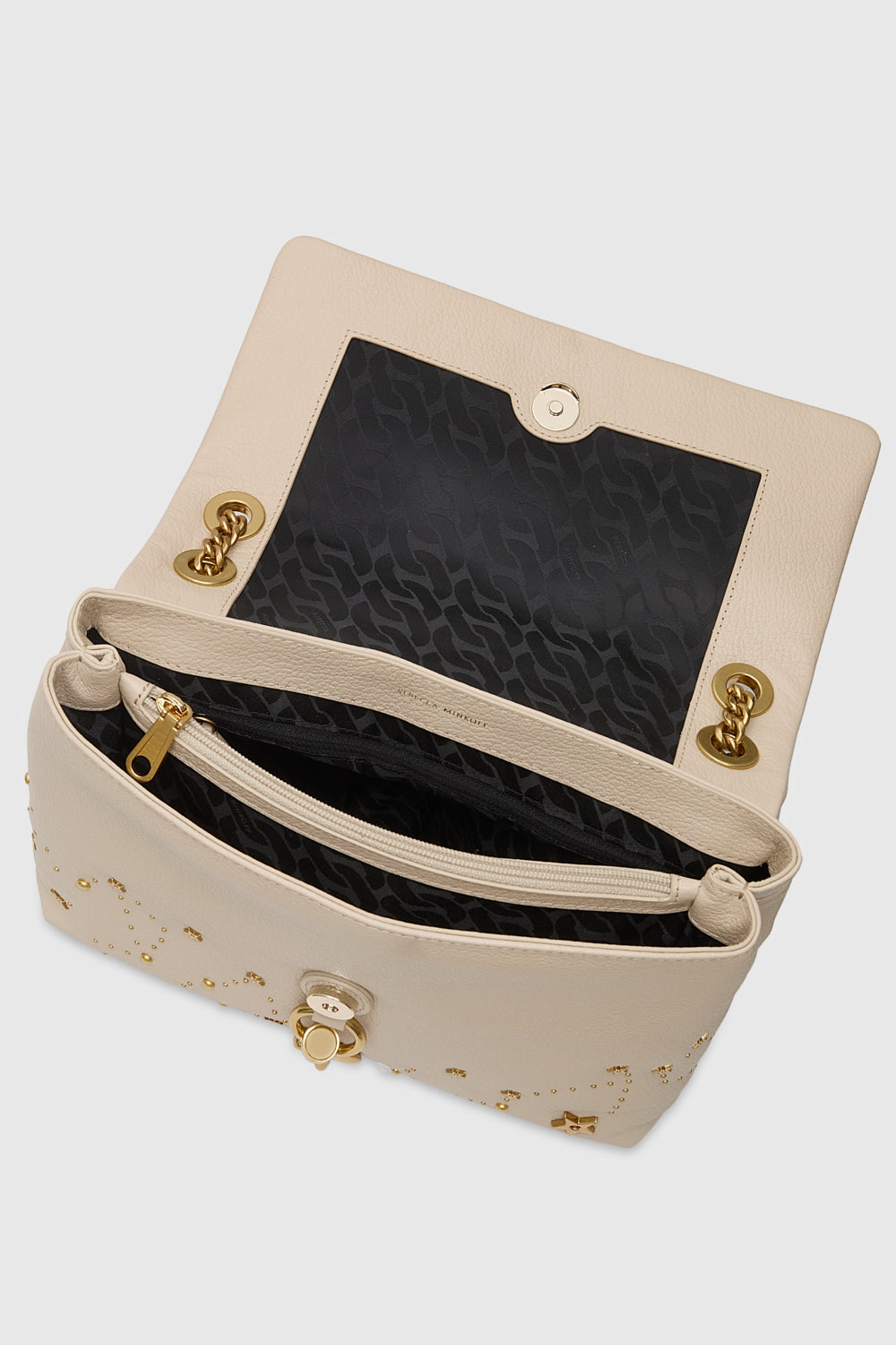 Edie Flap Shoulder With Celestial Studs - Shoulder Bags - Stone
