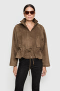 Faux Suede Hooded Parka - Jackets & Outerwear