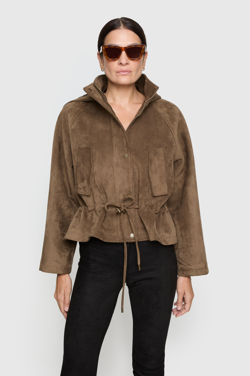 Faux Suede Hooded Parka - Jackets & Outerwear