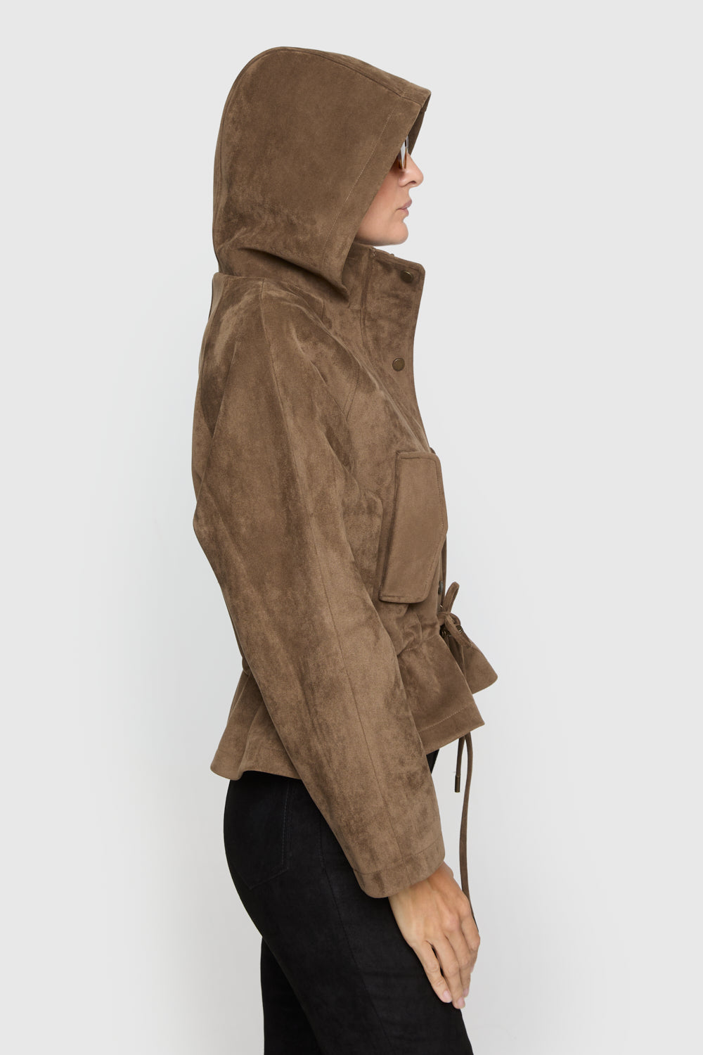 Faux Suede Hooded Parka - Jackets & Outerwear