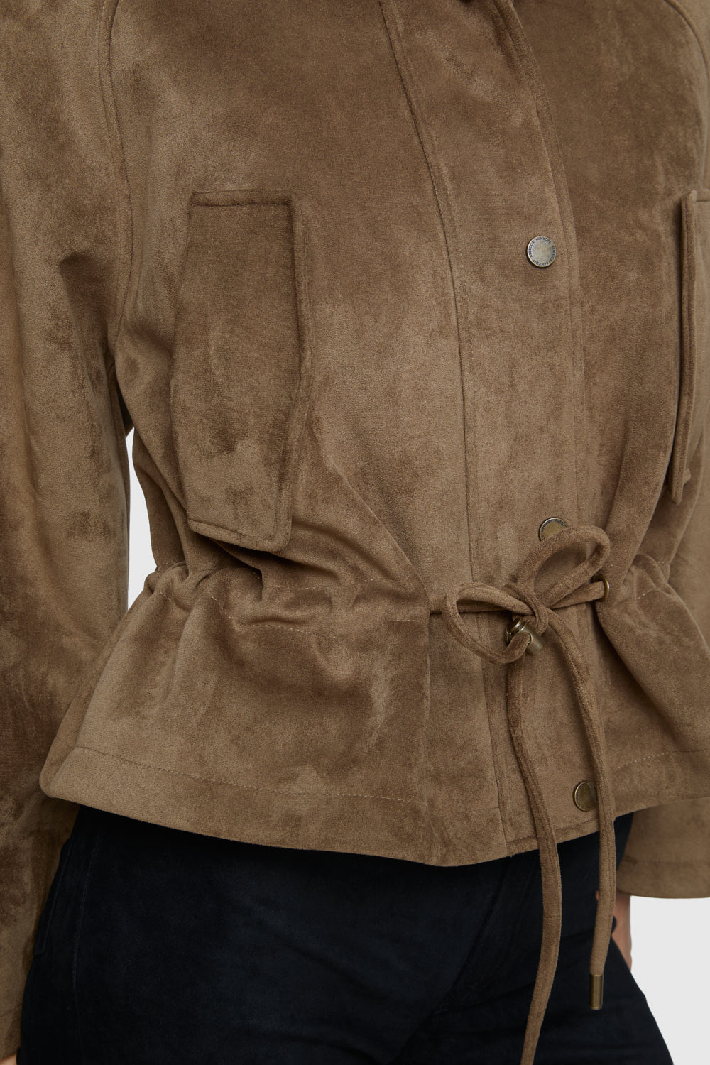Faux Suede Hooded Parka - Jackets & Outerwear