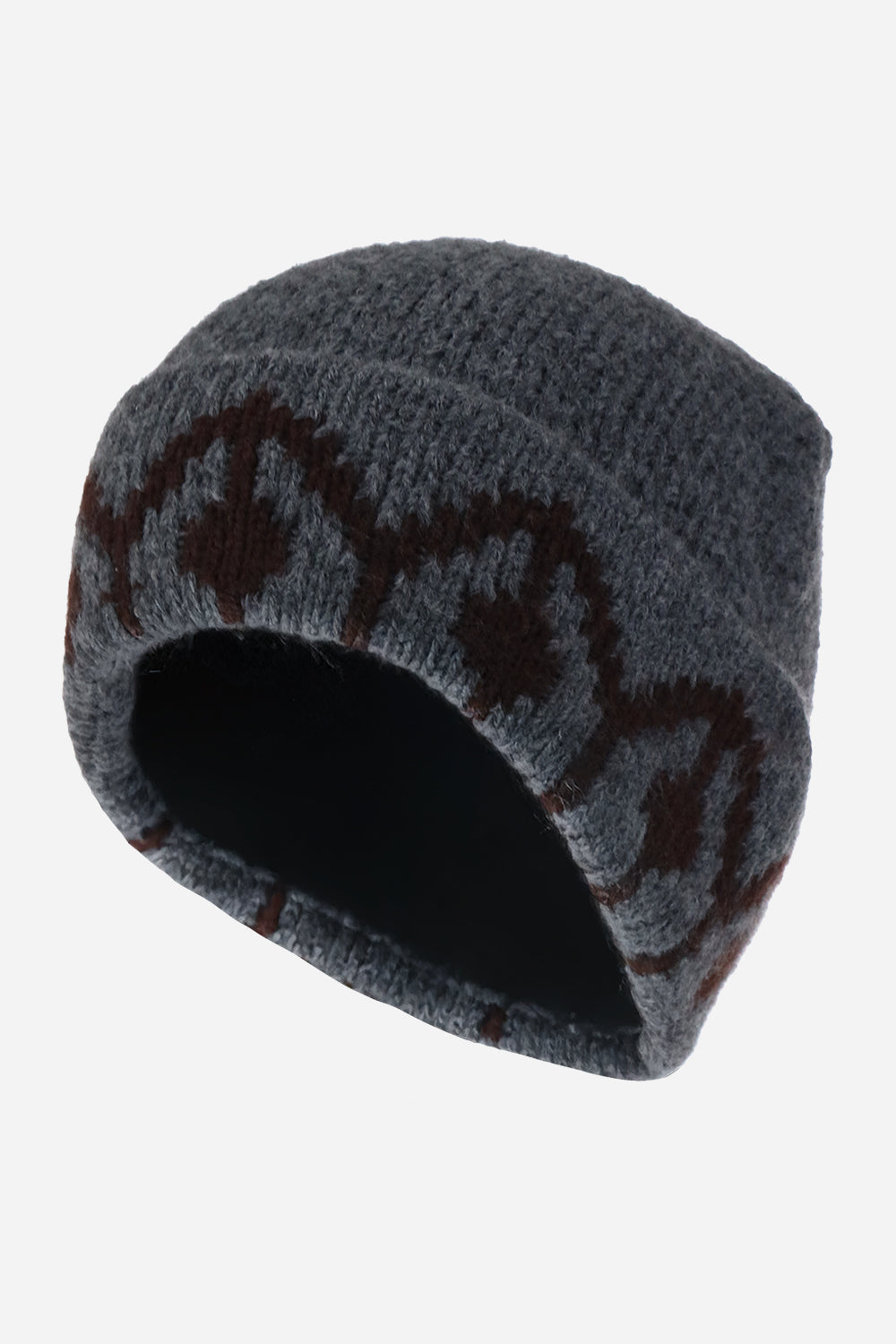 Monogram Cuff Knit Beanie - Hats & Beanies - Grey