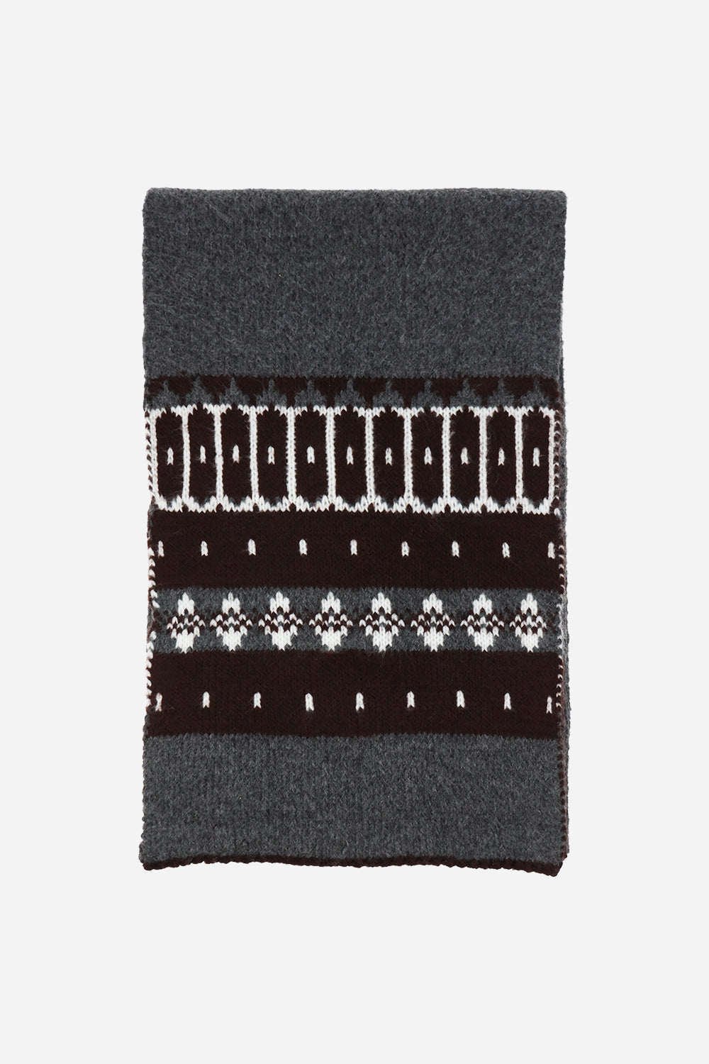 Heather Knit Ikat Scarf - Scarves & Shawls - Grey