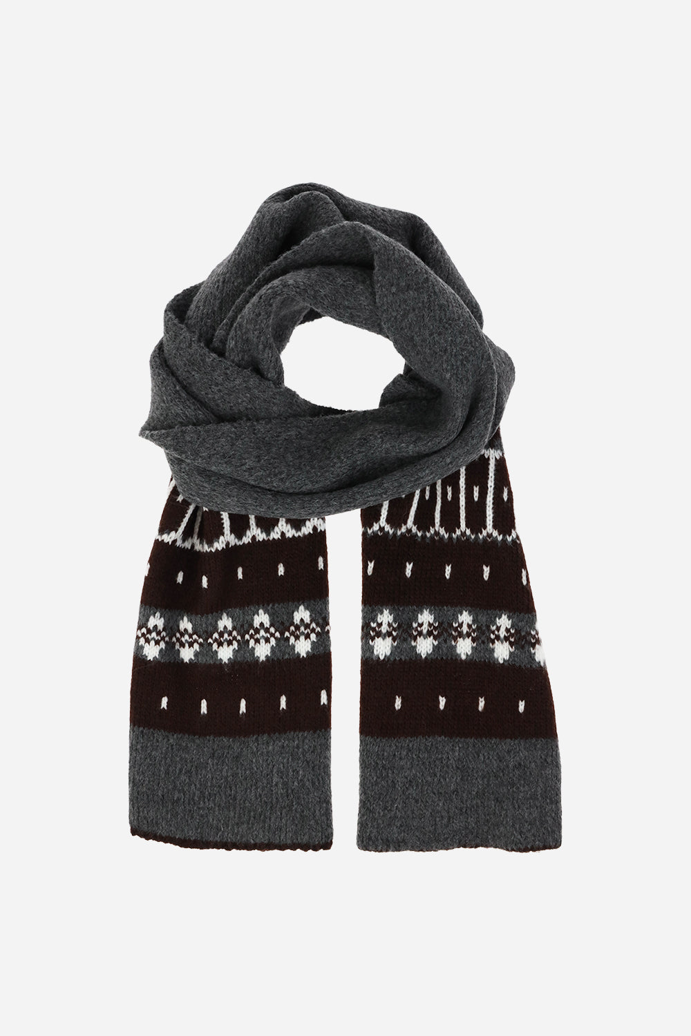 Heather Knit Ikat Scarf - Scarves & Shawls - Grey