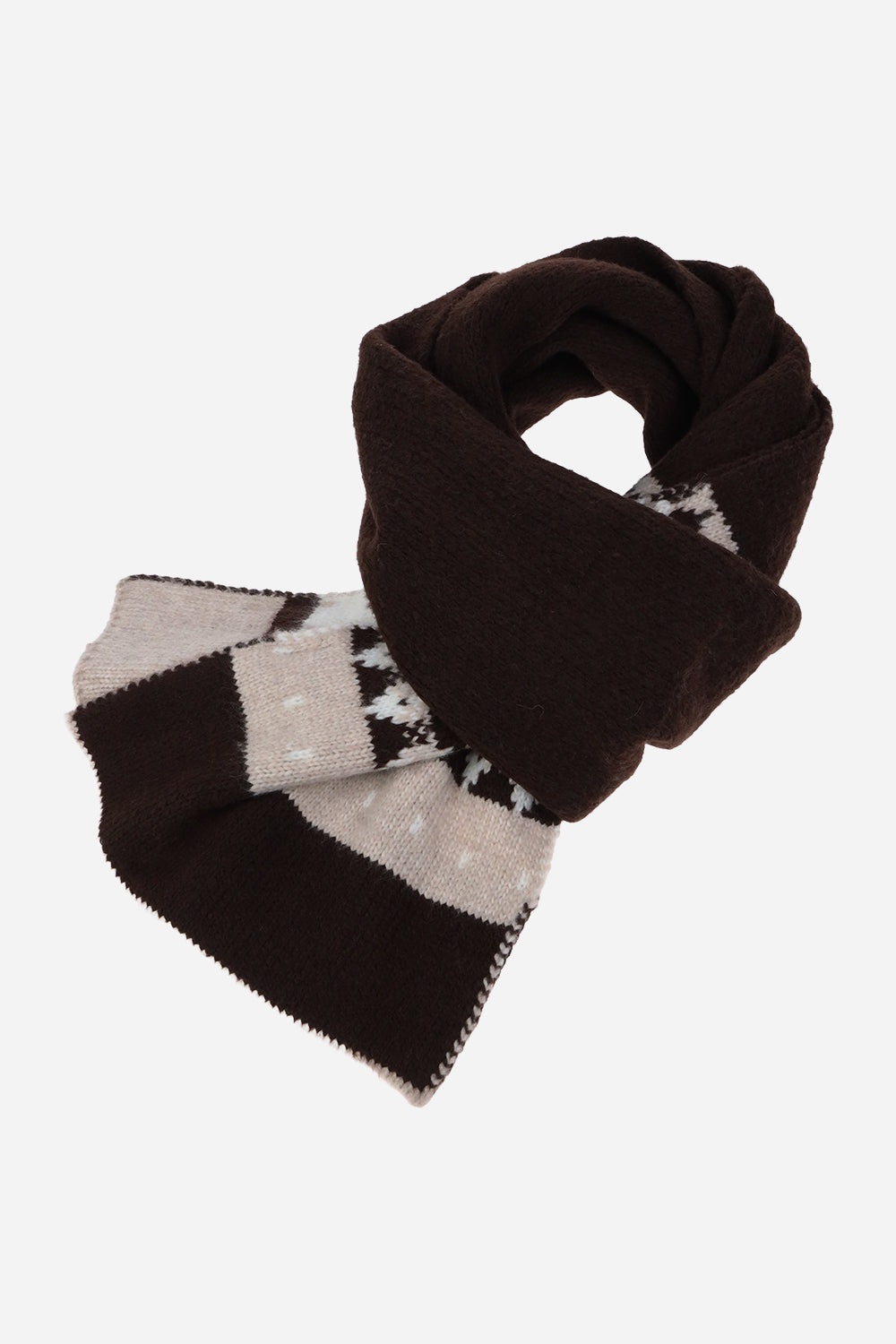 Heather Knit Ikat Scarf - Scarves & Shawls - Brown