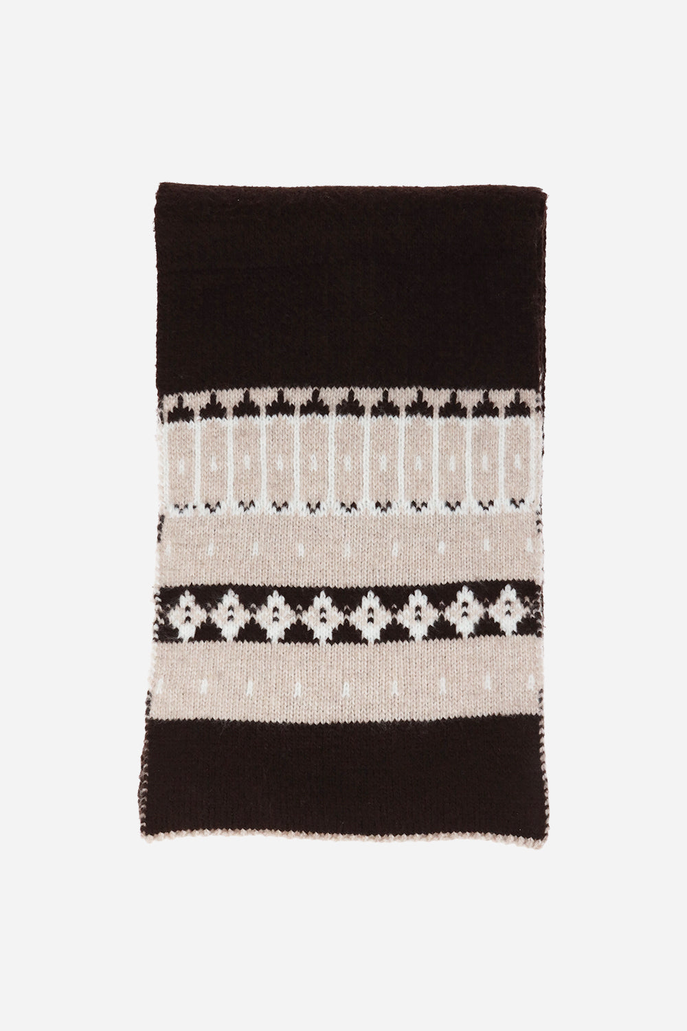Heather Knit Ikat Scarf - Scarves & Shawls - Brown