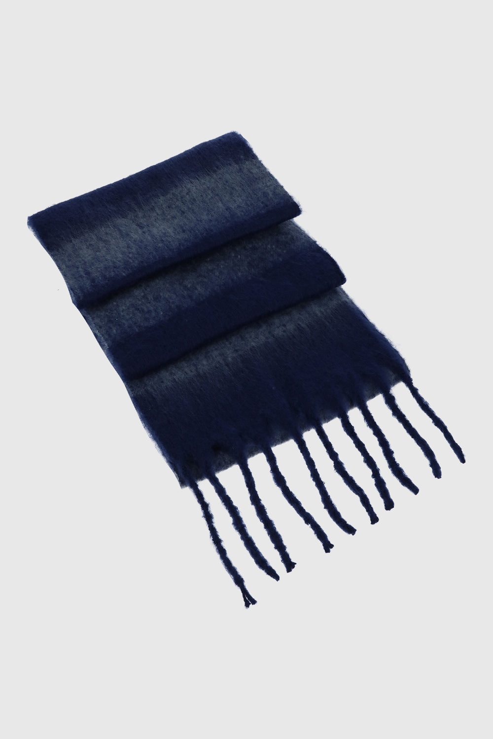 Brushed Acrylic Striped Blanket Scarf with Fringe - Scarves & Shawls