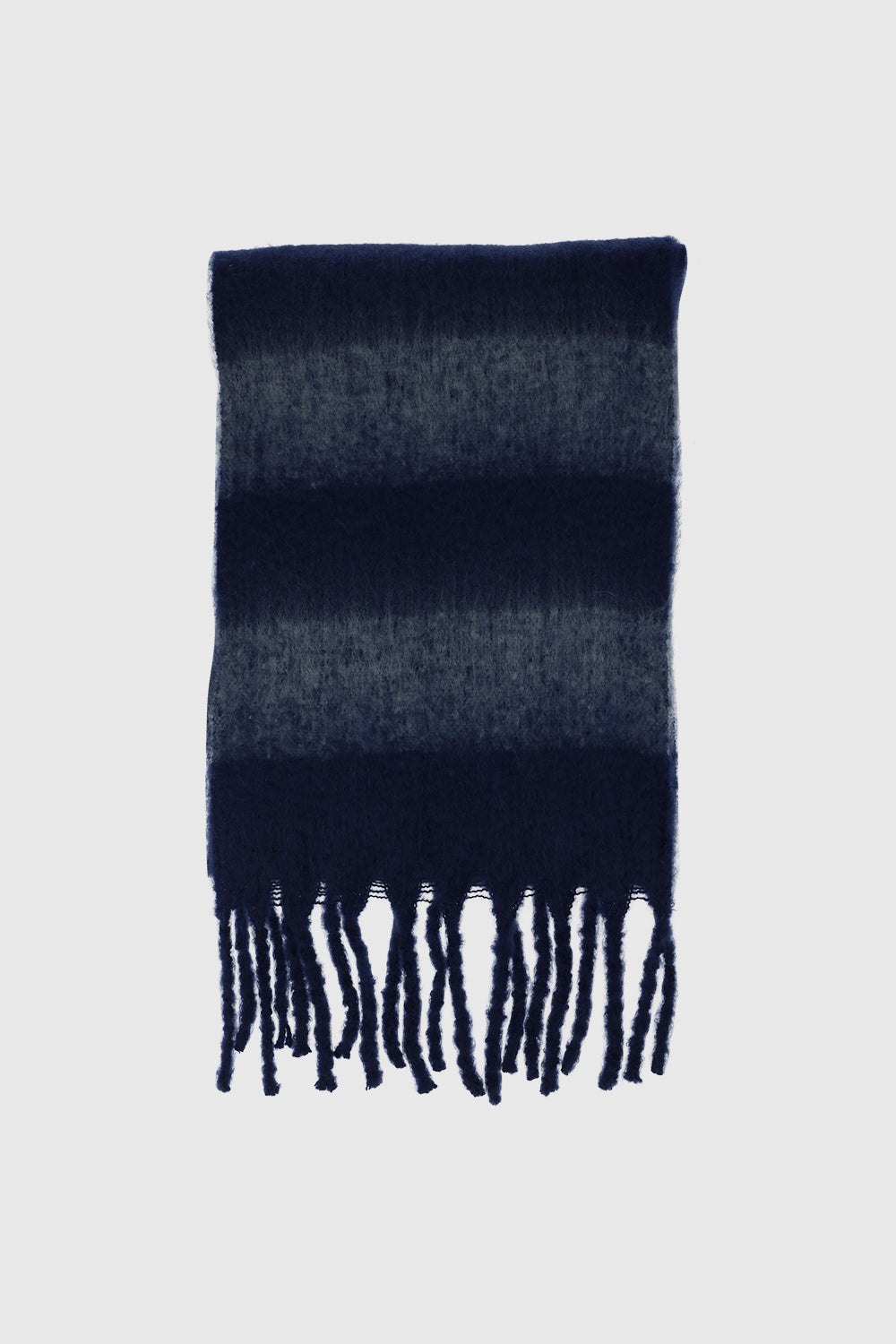 Brushed Acrylic Striped Blanket Scarf with Fringe - Scarves & Shawls