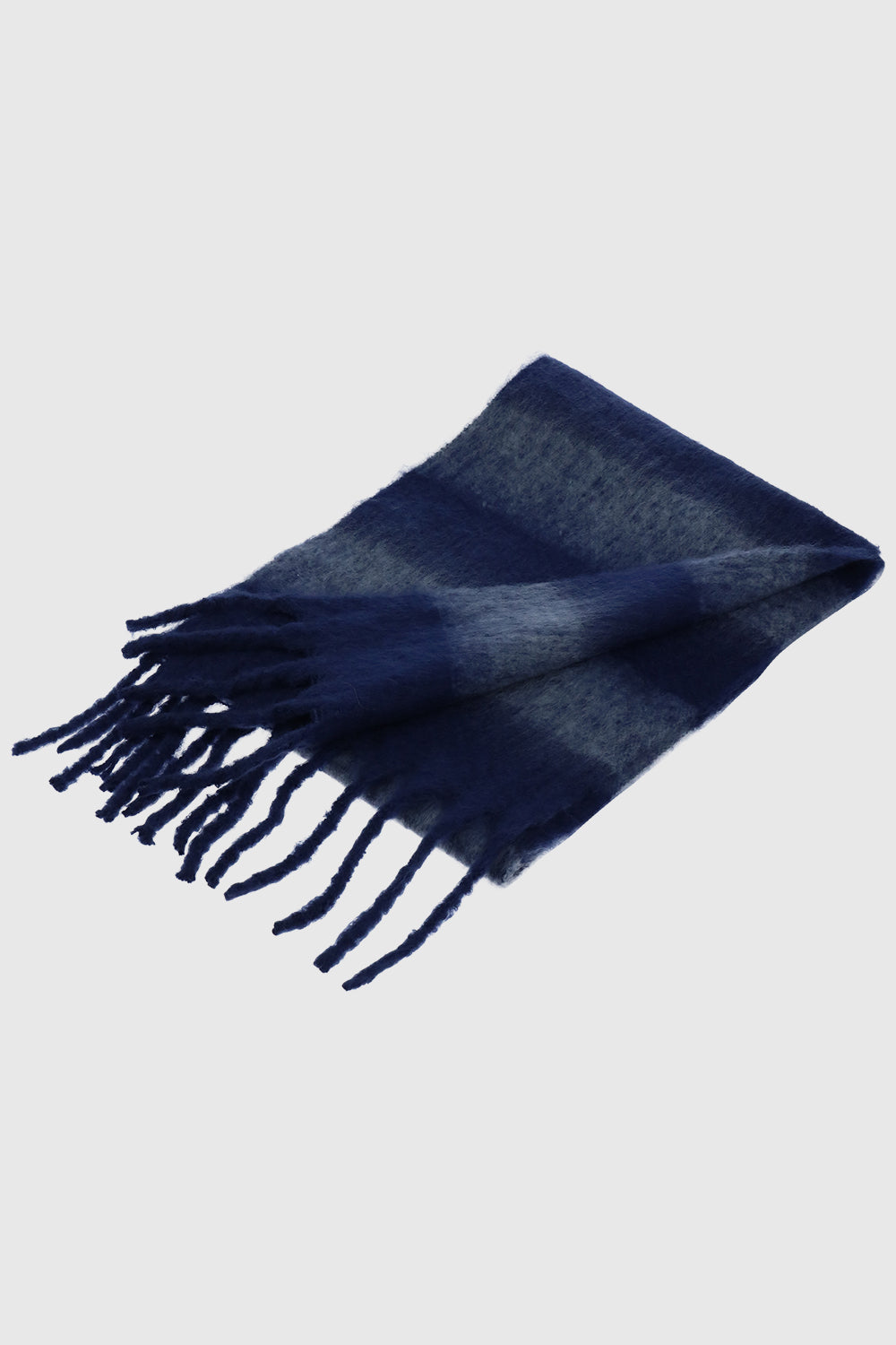 Brushed Acrylic Striped Blanket Scarf with Fringe - Scarves & Shawls