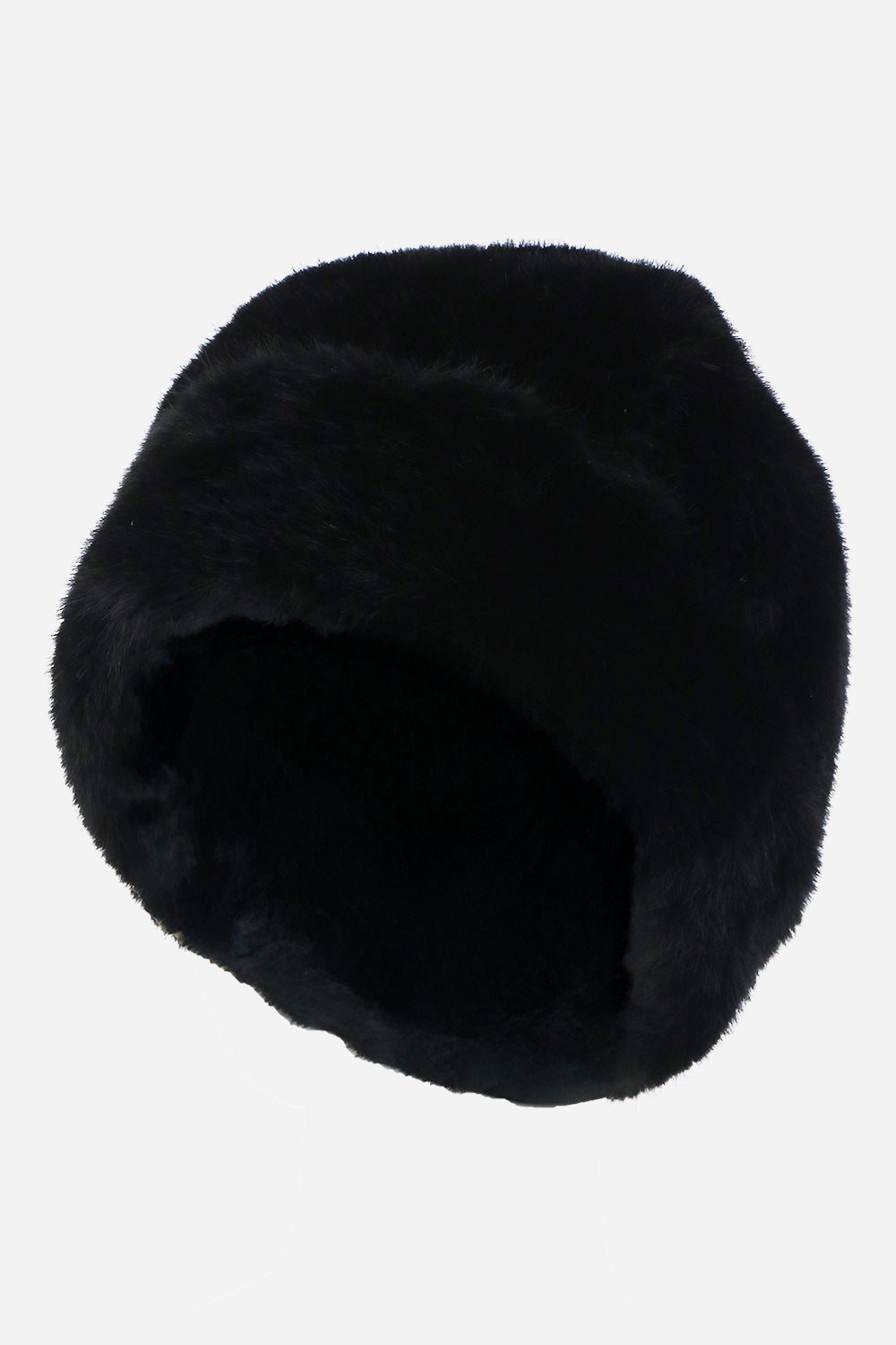 Faux Shearling Rounded Hat Black - Hats & Beanies