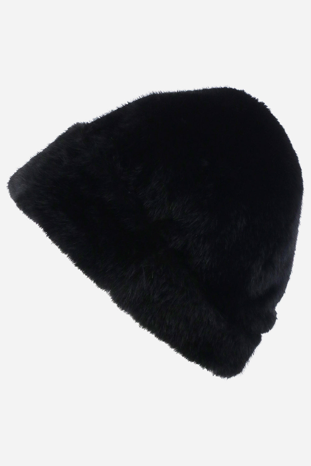 Faux Shearling Rounded Hat Black - Hats & Beanies