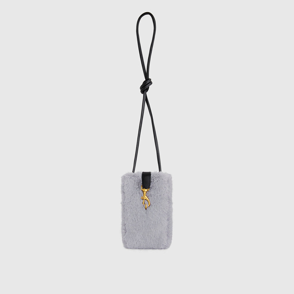 Fur Phone Crossbody - Crossbody Bags - Grey