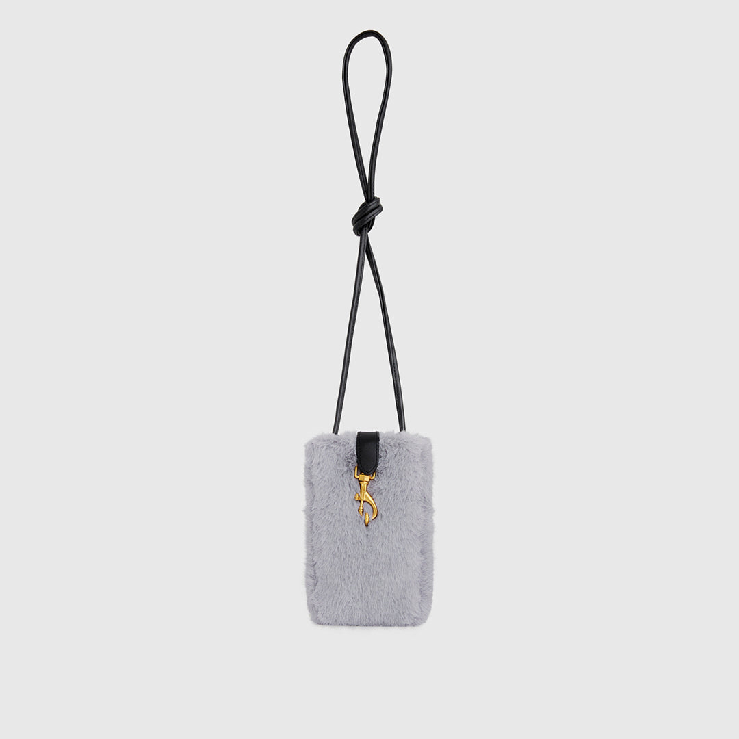 Fur Phone Crossbody - Crossbody Bags - Grey
