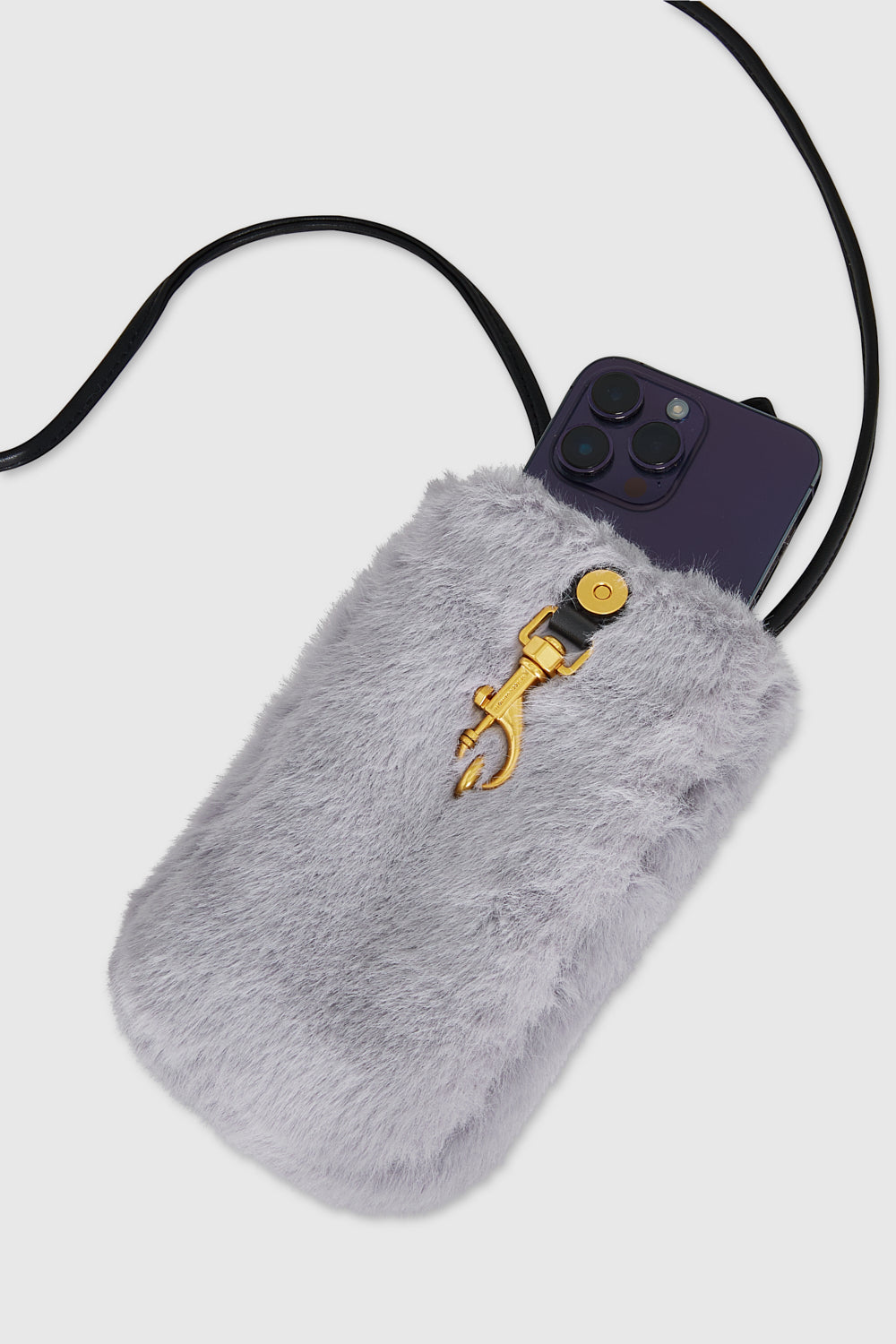 Fur Phone Crossbody - Crossbody Bags - Grey